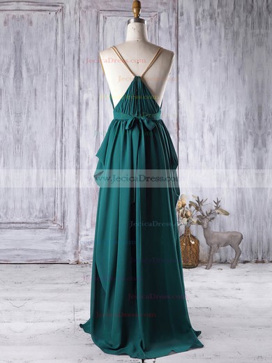 Chiffon A-line V-neck Floor-length with Sashes / Ribbons Bridesmaid Dresses #JCD01013341