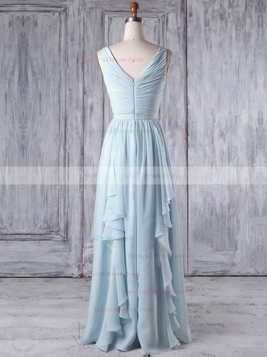 Chiffon A-line One Shoulder Floor-length with Criss Cross Bridesmaid Dresses #JCD01013346