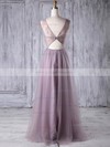 Lace Tulle A-line Scoop Neck Floor-length with Criss Cross Bridesmaid Dresses #JCD01013350