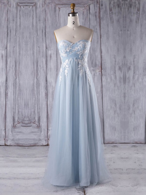 Tulle Empire Sweetheart Floor-length with Appliques Lace Bridesmaid Dresses #JCD01013358