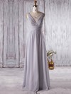 Chiffon A-line V-neck Floor-length with Ruffles Bridesmaid Dresses #JCD01013364