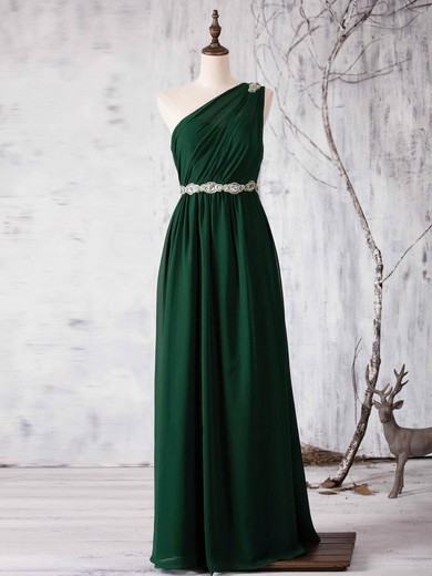 Chiffon A-line One Shoulder Floor-length with Sashes / Ribbons Bridesmaid Dresses #JCD01013371