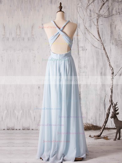 Chiffon A-line V-neck Floor-length with Ruffles Bridesmaid Dresses #JCD01013372