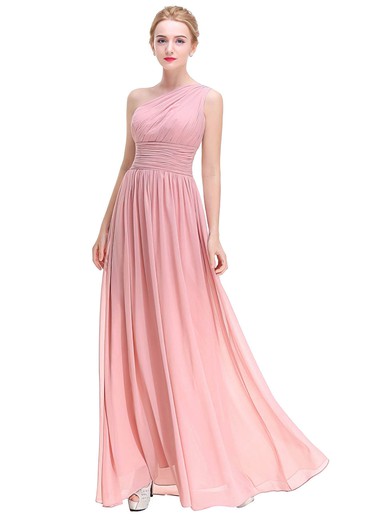 Chiffon A-line One Shoulder Ankle-length with Beading Bridesmaid Dresses #JCD01013375