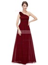 Chiffon Empire One Shoulder Ankle-length with Flower(s) Bridesmaid Dresses #JCD01013377