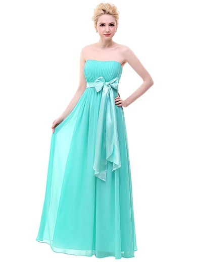 Chiffon Empire Strapless Floor-length with Sashes / Ribbons Bridesmaid Dresses #JCD01013378