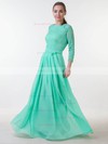 Lace Chiffon A-line Scoop Neck Floor-length with Sashes / Ribbons Bridesmaid Dresses #JCD01013381