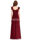 Chiffon A-line V-neck Floor-length with Flower(s) Bridesmaid Dresses #JCD01013393