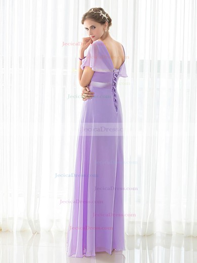 Chiffon Empire V-neck Floor-length with Sashes / Ribbons Bridesmaid Dresses #JCD01013419