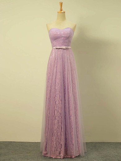 Lace Tulle A-line Sweetheart Floor-length with Sashes / Ribbons Bridesmaid Dresses #JCD01013422