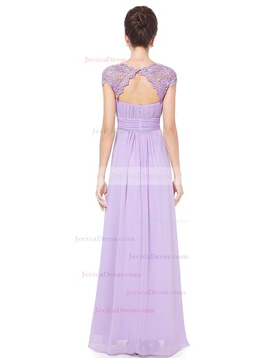 Lace|Chiffon A-line Scoop Neck Floor-length with Pleats Bridesmaid Dresses #JCD01013436