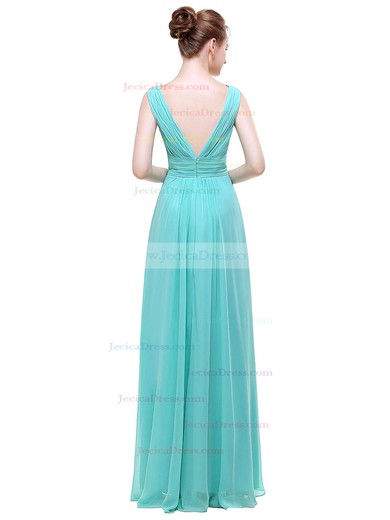 Chiffon A-line V-neck Floor-length with Beading Bridesmaid Dresses #JCD01013440