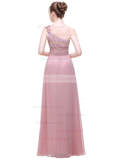 Chiffon A-line One Shoulder Floor-length with Flower(s) Bridesmaid Dresses #JCD01013442