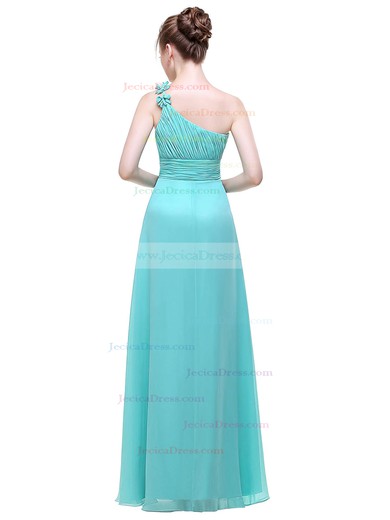 Chiffon A-line One Shoulder Floor-length with Flower(s) Bridesmaid Dresses #JCD01013444