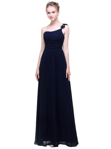 Chiffon A-line One Shoulder Floor-length with Flower(s) Bridesmaid Dresses #JCD01013445