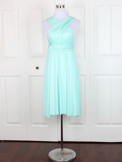 Jersey A-line V-neck Short/Mini with Ruffles Bridesmaid Dresses #JCD01013129