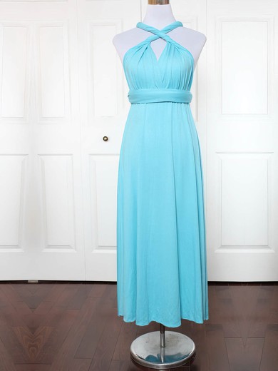 Jersey A-line V-neck Ankle-length with Ruffles Bridesmaid Dresses #JCD01013130