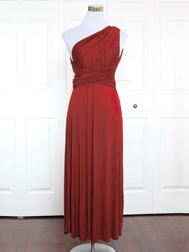 Jersey A-line One Shoulder Ankle-length with Ruffles Bridesmaid Dresses #JCD01013131