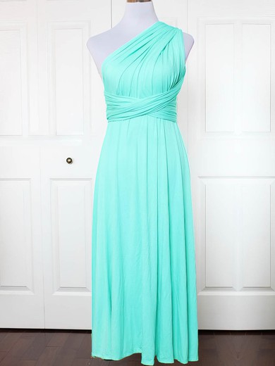 Jersey A-line One Shoulder Ankle-length with Ruffles Bridesmaid Dresses #JCD01013132