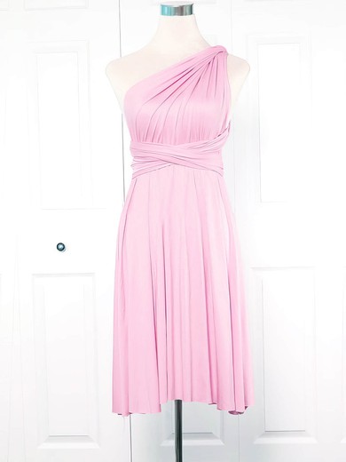 Jersey Empire One Shoulder Short/Mini with Ruffles Bridesmaid Dresses #JCD01013133