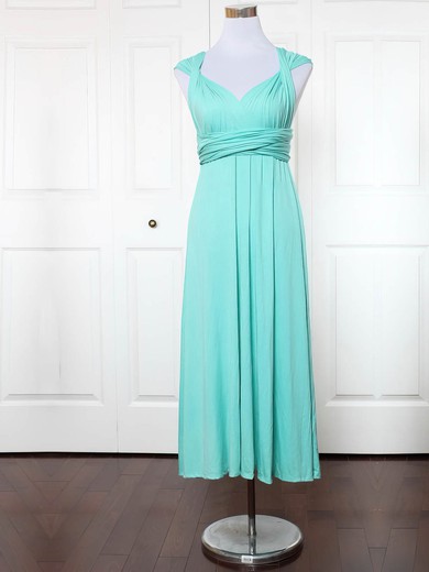 Jersey Empire V-neck Ankle-length with Ruffles Bridesmaid Dresses #JCD01013135