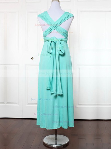 Jersey Empire V-neck Ankle-length with Ruffles Bridesmaid Dresses #JCD01013135