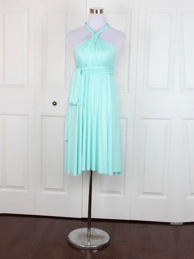 Jersey Empire V-neck Short/Mini with Ruffles Bridesmaid Dresses #JCD01013138