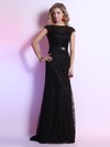 Scoop Neck Sashes/Ribbons Modest Sheath/Column Black Lace Prom Dresses #JCD02023108
