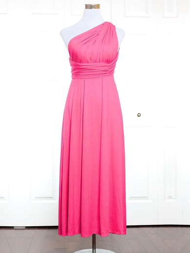 Jersey A-line One Shoulder Ankle-length with Ruffles Bridesmaid Dresses #JCD01013144