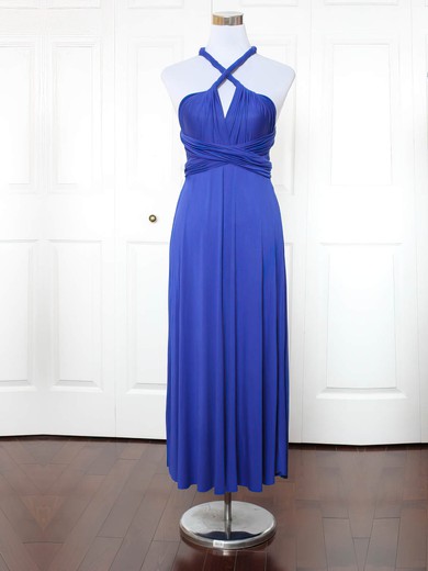 Jersey A-line V-neck Ankle-length with Ruffles Bridesmaid Dresses #JCD01013153