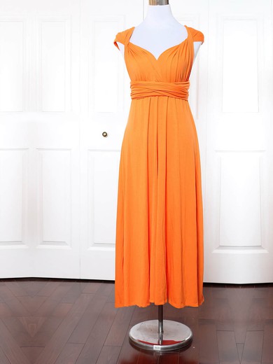 Jersey Empire V-neck Ankle-length with Ruffles Bridesmaid Dresses #JCD01013154