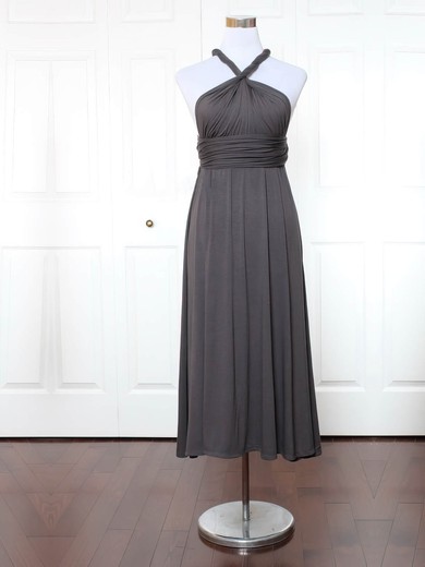 Jersey A-line V-neck Ankle-length with Ruffles Bridesmaid Dresses #JCD01013155