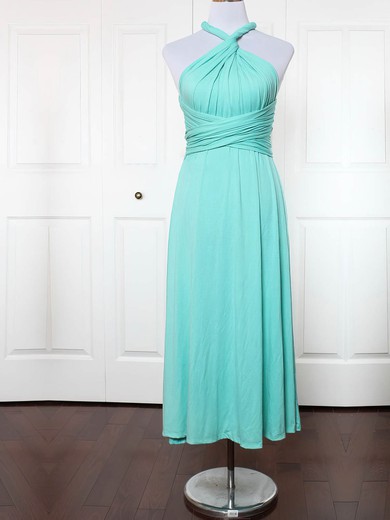 Jersey A-line V-neck Ankle-length with Ruffles Bridesmaid Dresses #JCD01013156