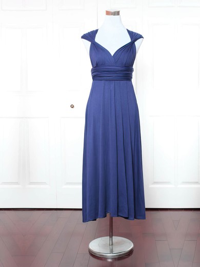 Jersey A-line V-neck Ankle-length with Ruffles Bridesmaid Dresses #JCD01013158