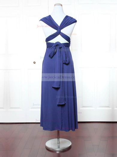 Jersey A-line V-neck Ankle-length with Ruffles Bridesmaid Dresses #JCD01013158