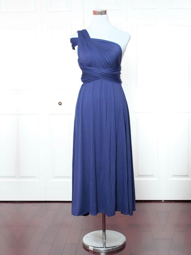 Jersey A-line One Shoulder Ankle-length with Ruffles Bridesmaid Dresses #JCD01013159