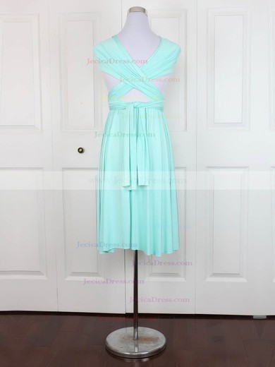 Jersey A-line V-neck Short/Mini with Ruffles Bridesmaid Dresses #JCD01013160