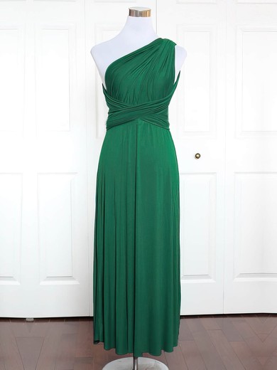 Jersey A-line One Shoulder Ankle-length with Ruffles Bridesmaid Dresses #JCD01013162
