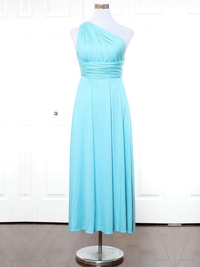 Jersey A-line One Shoulder Ankle-length with Ruffles Bridesmaid Dresses #JCD01013166