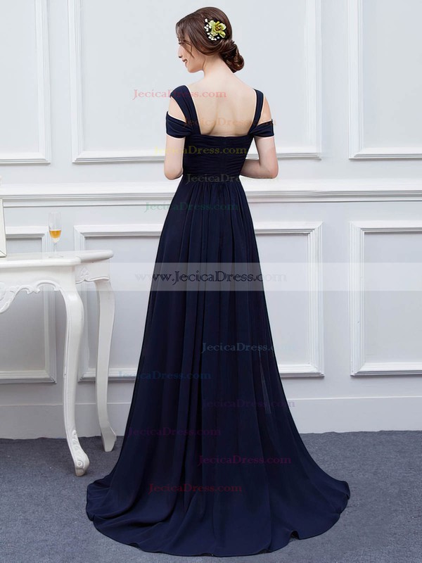 Chiffon A-line V-neck Sweep Train with Split Front Bridesmaid Dresses #JCD01013426