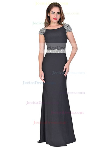 Chiffon Trumpet/Mermaid Scoop Neck Sweep Train with Crystal Detailing Prom Dresses #JCD020104146