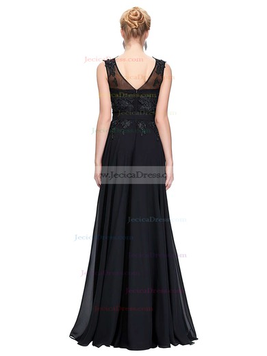 Chiffon Tulle A-line Scoop Neck Floor-length with Sashes / Ribbons Prom Dresses #JCD020104151