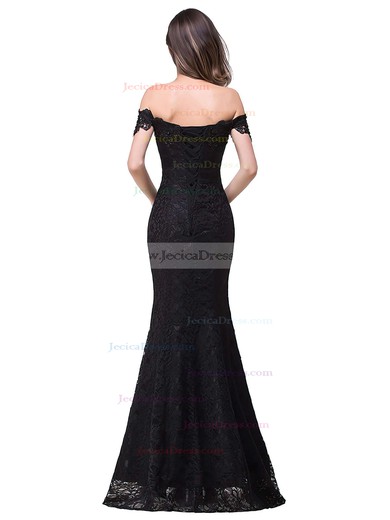 Lace Trumpet/Mermaid Off-the-shoulder Floor-length with Beading Prom Dresses #JCD020104153