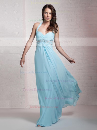 Chiffon Empire V-neck Floor-length with Beading Prom Dresses #JCD020104180