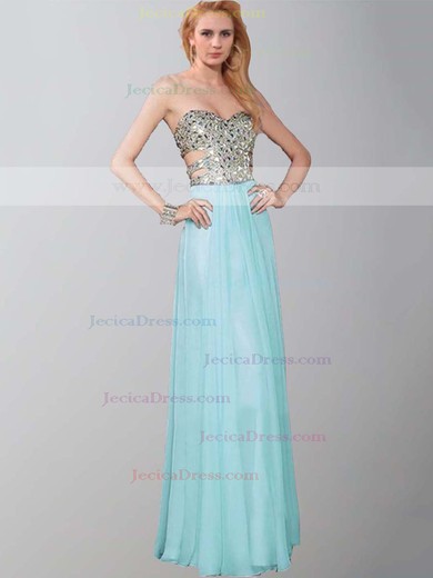 Chiffon A-line Sweetheart Floor-length with Crystal Detailing Prom Dresses #JCD020104181