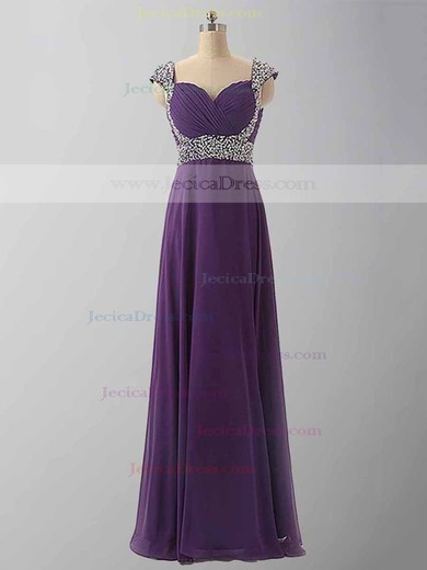Chiffon A-line V-neck Floor-length with Beading Prom Dresses #JCD020104192