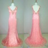Lace Trumpet/Mermaid V-neck Sweep Train with Beading Prom Dresses #JCD020104198