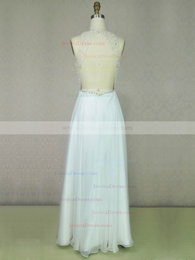 Chiffon Tulle A-line Scoop Neck Floor-length with Crystal Detailing Prom Dresses #JCD020104205