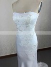 Silk-like Satin Trumpet/Mermaid Strapless Sweep Train with Appliques Lace Prom Dresses #JCD020104221