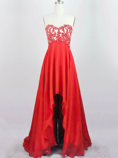 Chiffon A-line Sweetheart Asymmetrical with Beading Prom Dresses #JCD020104222